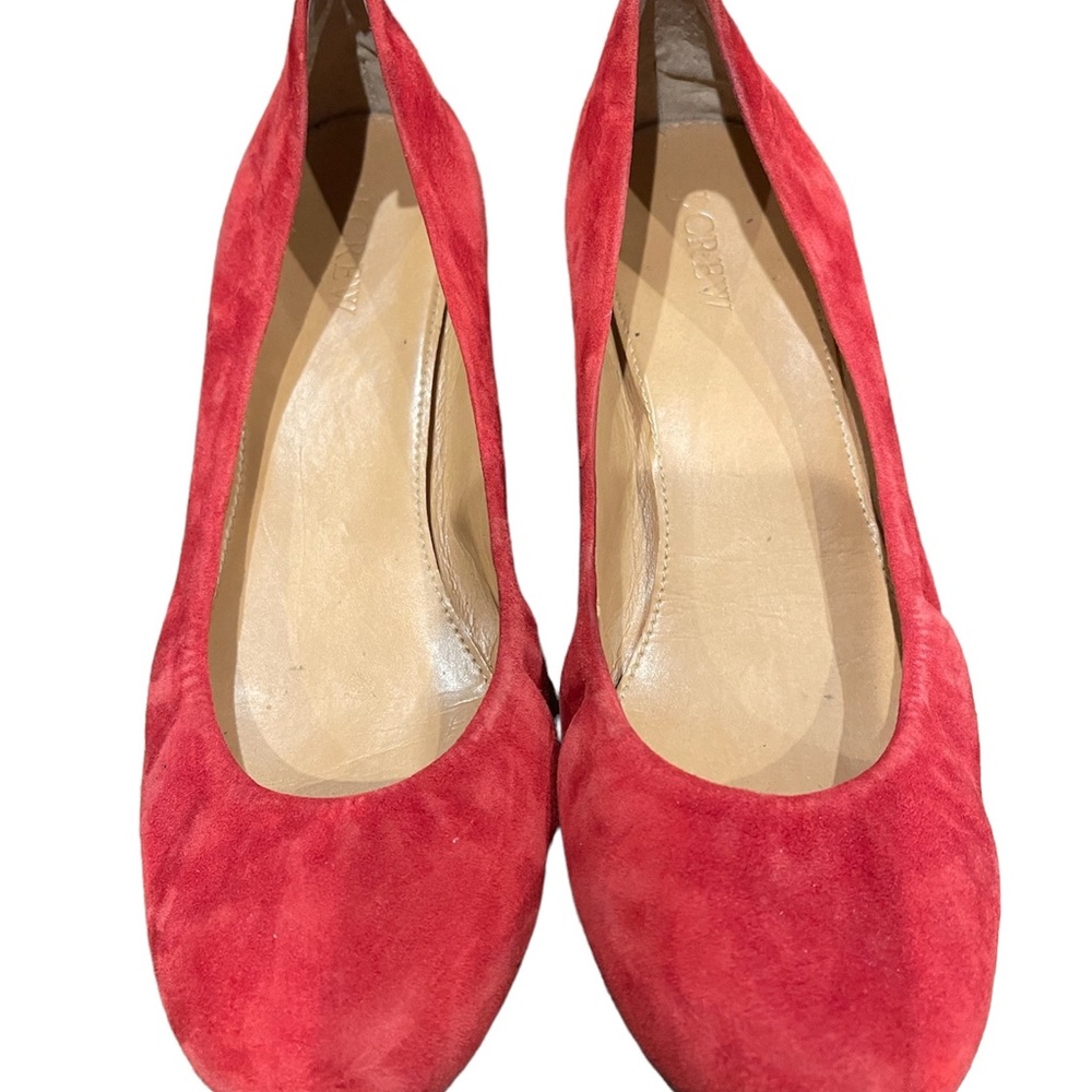 J Crew Red Suede Flats EUC